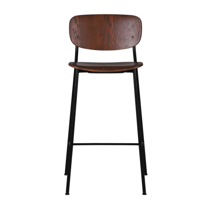 Front view of Latham Barstool - Tall (Walnut & PU)